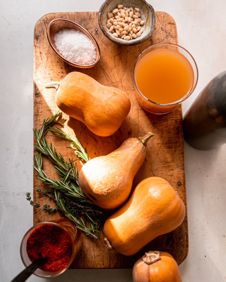 An overhead shot shows some ingredients for a simple holiday side dish.